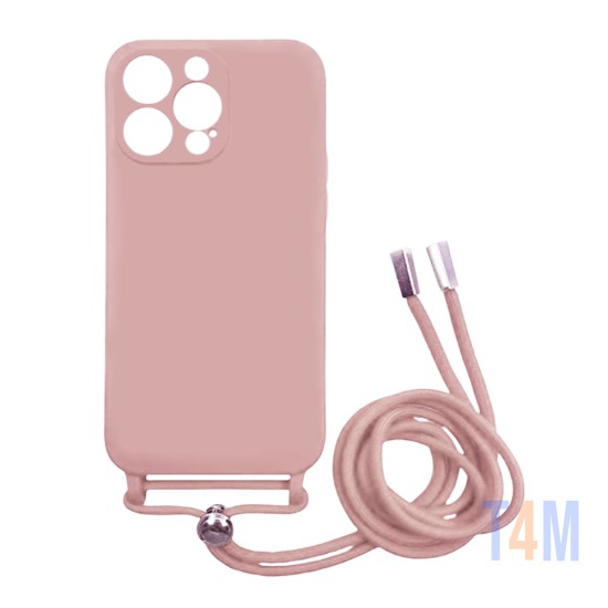 Silicone Case with String for Apple iPhone 14 Pro Max Pink